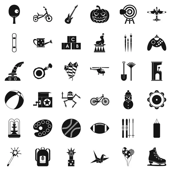 Çocuk oyun Icons set, basit tarzı