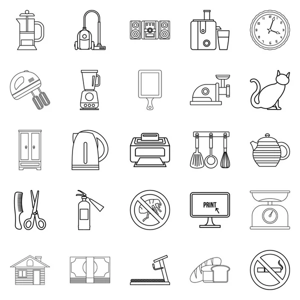 Conjunto de iconos cómodos, estilo de contorno — Vector de stock