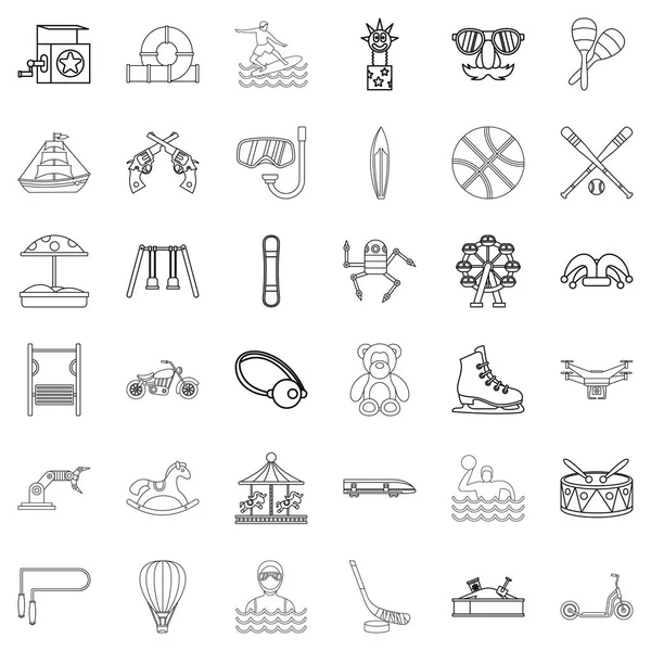 Conjunto de iconos de natación, estilo de esquema — Vector de stock