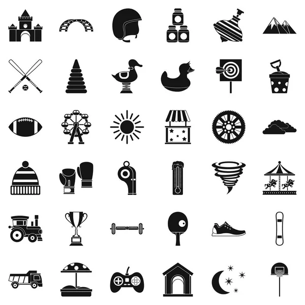 Game icons set, simple style — Stock Vector