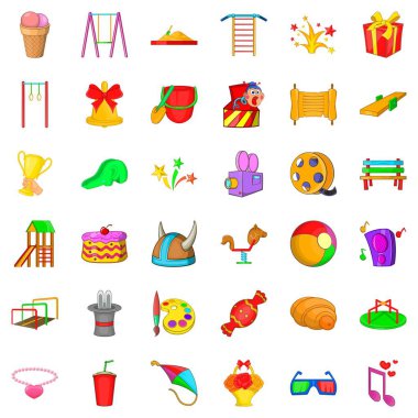 Tatil Icons set, karikatür tarzı