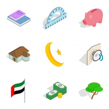 Sermaye Icons set, izometrik stili