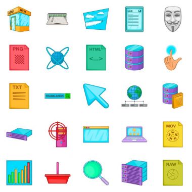 Bilgisayar teknolojisi Icons set, karikatür tarzı