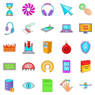 Bilgisayar okur yazarlığı Icons set, karikatür tarzı