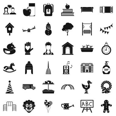 Çocukluk Icons set, basit tarzı