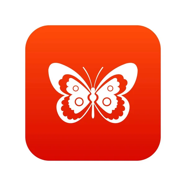 Icono de mariposa rojo digital — Vector de stock
