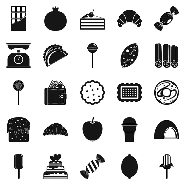 Ice cream parlor icons set, simple style — Stock Vector