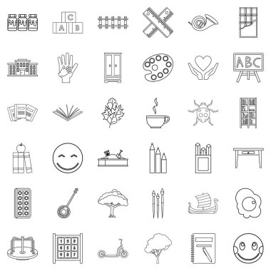 Anaokulu Icons set, anahat stili