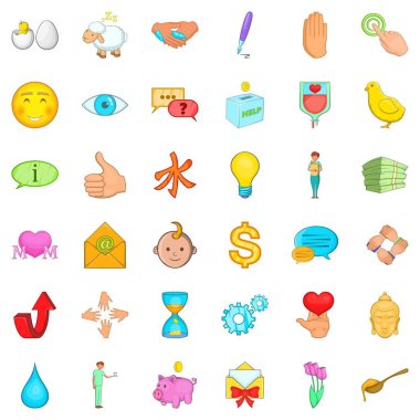 Yardım Icons set, karikatür tarzı