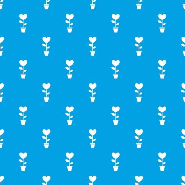 Kalp çiçek bir pot desen kesintisiz mavi