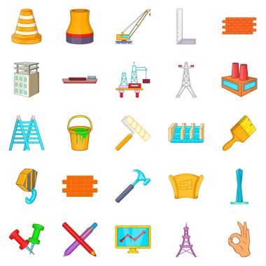 Lüks bina simgeler ayarla, tarzı çizgi film