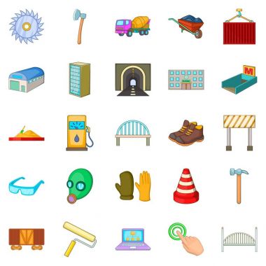 İnşaat Icons set, karikatür tarzı tamamlanması