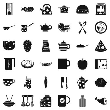 Mutfak Icons set, basit tarzı