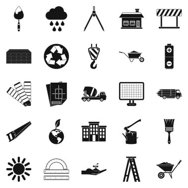 İnşaat site Icons set, basit tarzı
