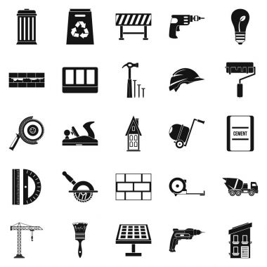 Bölge Icons set, basit tarzı inşaatı