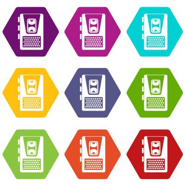 Renk altı yüzlü Dictaphone Icon set