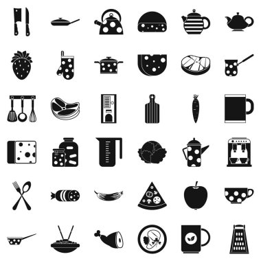 Icons set, basit tarzı yemek