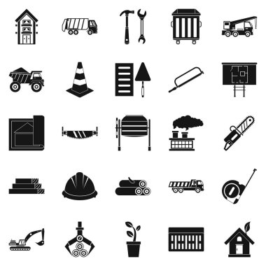 Sağlam ev Icons set, basit tarzı