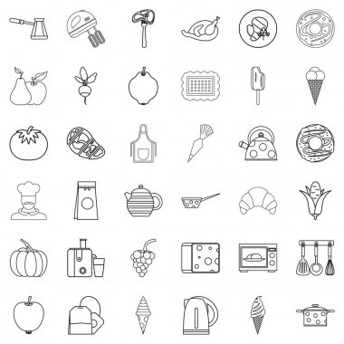 Mutfak Icons set, anahat stili