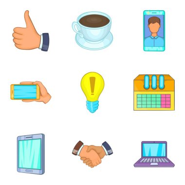 Mobil iletişim Icons set, karikatür tarzı