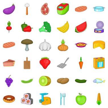 Akşam yemeği Icons set, karikatür tarzı