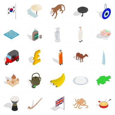 Ülke Icons set, izometrik stili