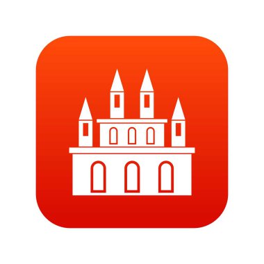 Ortaçağ Kalesi simgesi dijital kırmızı