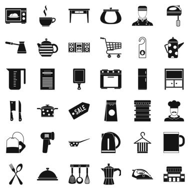 Mutfak gereçler Icons set, basit tarzı