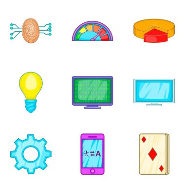 Küreselleşme Icons set, karikatür tarzı