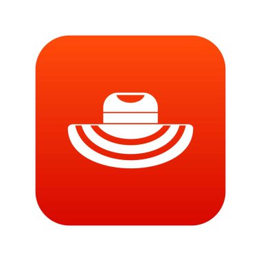 Kadın plaj şapka simgesi dijital kırmızı