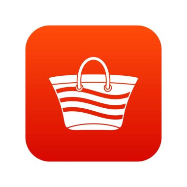 Kadın plaj çantası simgesini dijital kırmızı