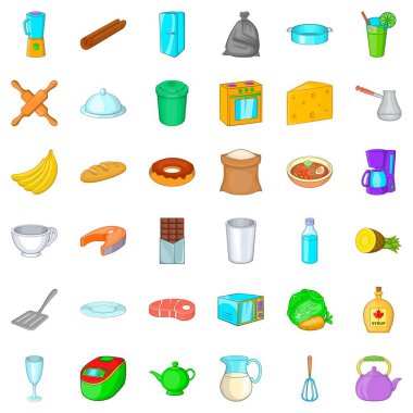 Mutfak mitten Icons set, karikatür tarzı