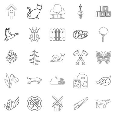 Yerleşim Icons set, anahat stili