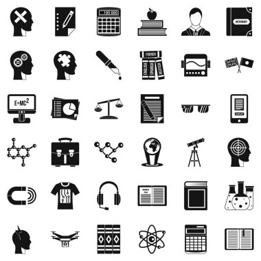 Üniversite Icons set, basit tarzı