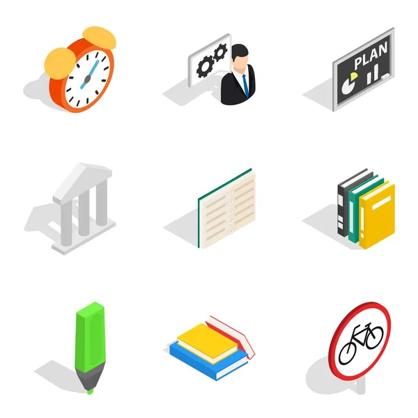 Business school iconen set, isometrische stijl — Stockvector