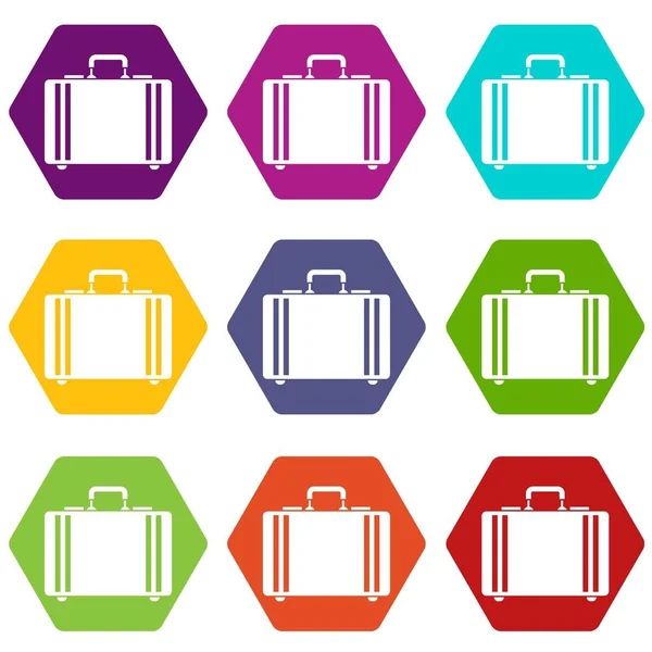 Ensemble d'icônes diplomate couleur hexaèdre — Image vectorielle