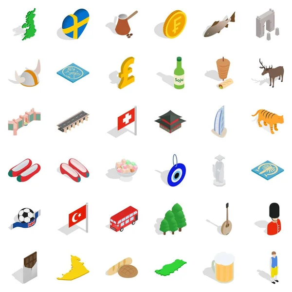 Svédország ikonok készlet, izometrikus stílus — Stock Vector