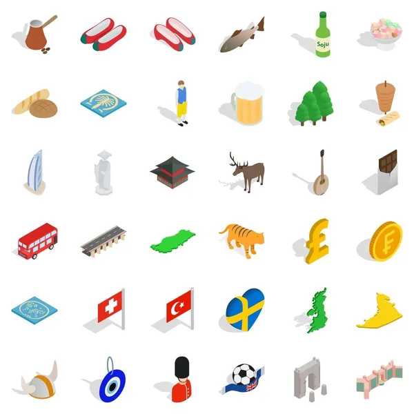 British flag icons set, isometric style