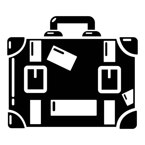 Піктограма туристичної валізи, простий чорний стиль — стоковий вектор
