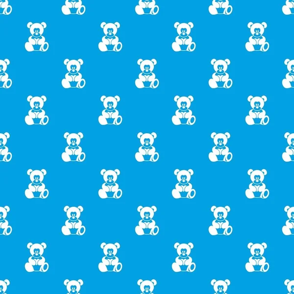 Ours en peluche tenant un motif de coeur bleu sans couture — Image vectorielle