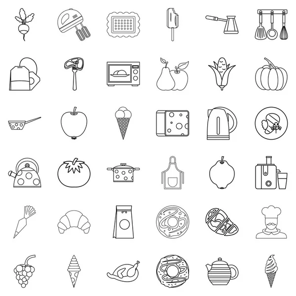 Cooking icons set, outline style — Stock Vector