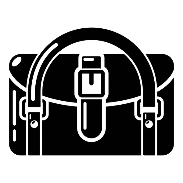 Travel bag destination icon, simple black style — Stock Vector