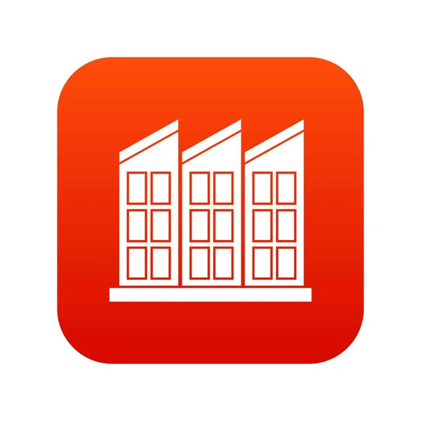 Gebäude-Ikone digital rot — Stockvektor
