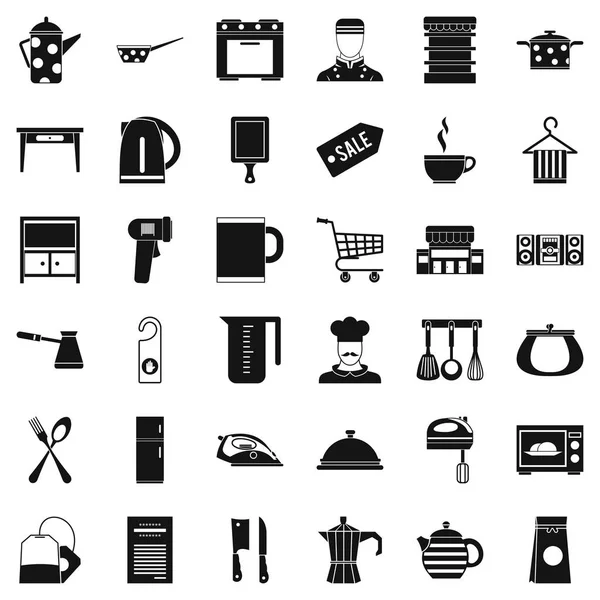 Set di icone per utensili da ristorante, stile semplice — Vettoriale Stock