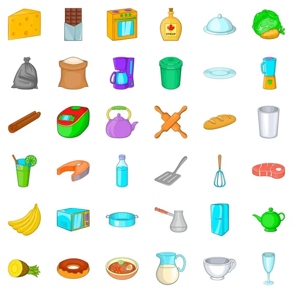 Mutfak gereçler Icons set, karikatür tarzı