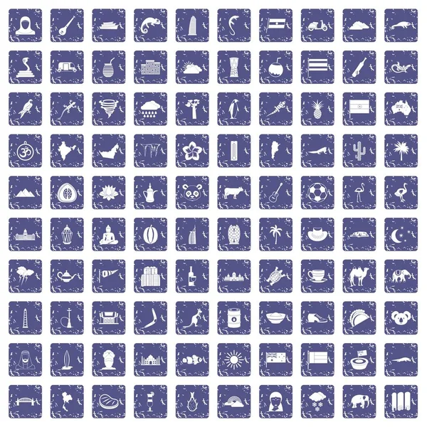 100异乎寻常的动物图标设置垃圾蓝宝石 — 图库矢量图片