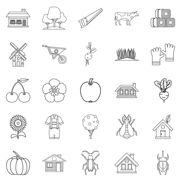Pavilion icons set, outline style — Stock Vector