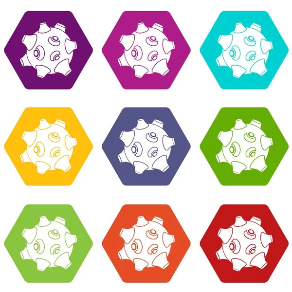 Kraterler simge kümesi renk altı yüzlü ile moon