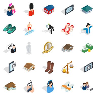 Çift Icons set, izometrik stili