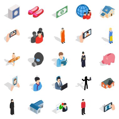 Çift Icons set, izometrik stili